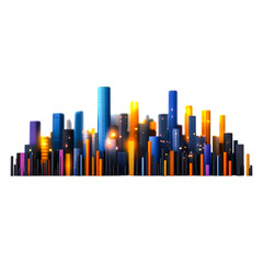 Obraz premium Colorful City Skyline with Illuminated Buildings at Night Vision