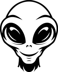 Illustration of a head of alien. Alien head. UFO. Cryptozoology. Design element for logo, label, sign, poster, card. Vector illustration © Kotliar Ivan
