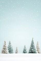 Obraz premium Snowy Winter Scene with Christmas Trees and Falling Snow