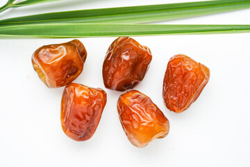 Dates fruit sukari or kurma sukari, isolated on white background
