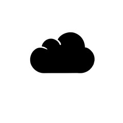 Black Cloud Icon: A simple, bold black cloud icon, perfect for representing weather, technology, or data storage.  The minimalist design is versatile and easily incorporated into various projects. 