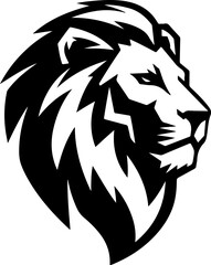 Illustration of a head of lion. Lion head mascot. Design element for logo, label, sign, poster, card. Vector illustration