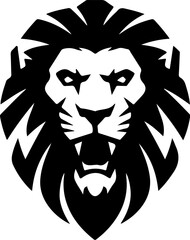 Illustration of a head of lion. Lion head mascot. Design element for logo, label, sign, poster, card. Vector illustration