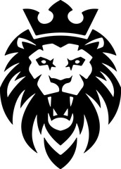 Illustration of a head of lion. Lion head mascot. Design element for logo, label, sign, poster, card. Vector illustration