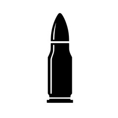 Bullet Icon: A stark black and white illustration of a single bullet, evoking a sense of power, danger, and the potential for violence. Perfect for conceptual art, war films.