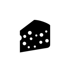 Cheese Icon: A simple yet stylish icon depicting a wedge of cheese with holes, perfect for use in culinary, food, or dairy-related designs and applications.