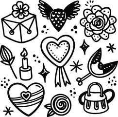 A Set Of Valentins Day Doodle