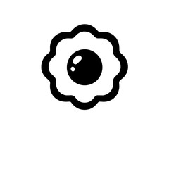 Sunny-Side Up Icon: A minimalist black-and-white icon depicting a perfectly fried egg, with a round yolk and a gently curved yolk. Ideal for food-related designs, apps, websites, and more.