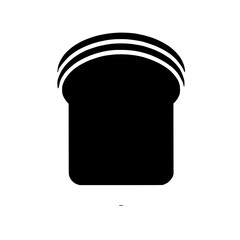 Simple Bread Icon: A simple and minimalist black silhouette of a slice of bread, perfect for use as a logo or illustration for food-related designs.  