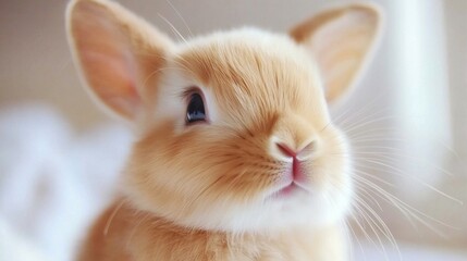 Cute and Fluffy Baby Rabbit with Soft Fur and Big Eyes Close-Up