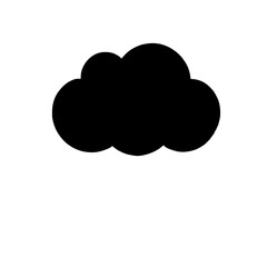 Minimalist Cloud Icon: A simple, bold black cloud icon, a modern and clean design for websites, apps, and presentations. It symbolizes weather, data storage, or abstract ideas.  
