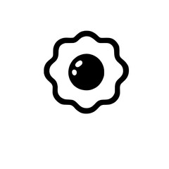 Sunny Side Up Icon: A simple yet striking vector graphic of a perfectly fried egg, showcasing a sunny side up style with a bold black outline and yolk.  