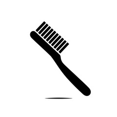 Cleaning Brush Icon: A simple yet powerful black silhouette icon of a cleaning brush with a soft shadow. Ideal for web design, app development, and presentations.  