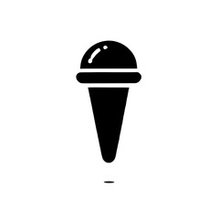 Ice Cream Cone Icon: A simple yet effective black and white icon of an ice cream cone, perfect for branding, websites, apps, and more. The icon is minimalist and versatile.