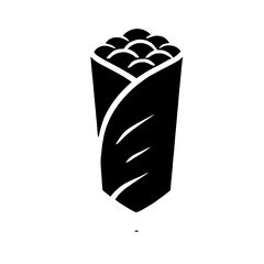 Black and White Burrito Icon: A simple yet impactful black and white icon of a burrito, ideal for food-related branding, menus, or illustrations.