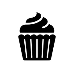 Sweet Treat Icon: A simple, elegant, and versatile icon depicting a cupcake with frosting, perfect for use in website design, mobile app, or any graphic design project that requires a sweet touch.
