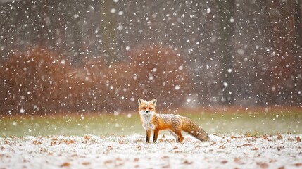 Red fox winter snow forest wildlife nature