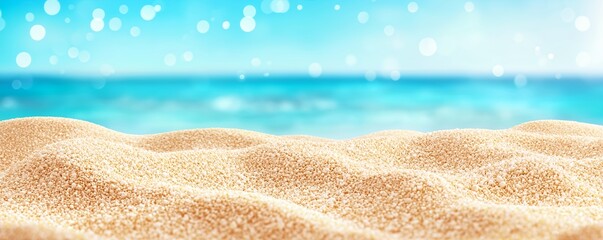 Obraz premium Soft Beige Sand Beach With Blurred Turquoise Ocean Background