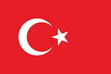 Turkey flag official colors and proportion digital vector illustration.