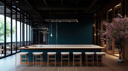 Modern Restaurant Bar Interior Design with Teal Accents