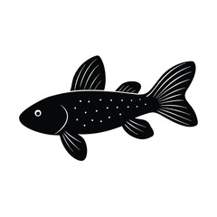 Plecostomus (Pleco) Silhouette Vector Art and Black Pleco Fish Illustration Design