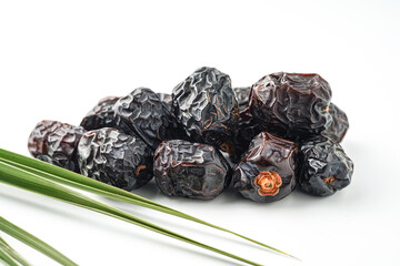 Dates fruit ajwa or kurma ajwa, isolated on white background