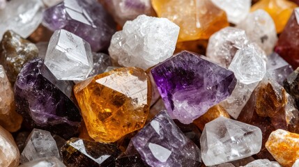 Fototapeta premium A close-up of various colorful crystals and gemstones showcasing their natural beauty.
