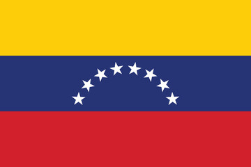 Venezuela flag official colors and proportion digital vector illustration. Pleated flag.