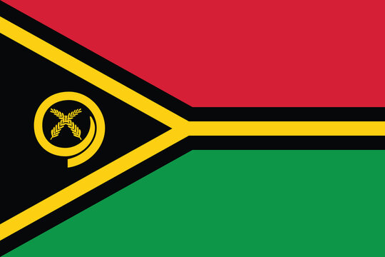 Vanuatu flag. Flag of Vanuatu. Vanuatu national flag. Standard color. Standard size. Rectangular flag. Computer illustration. Digital illustration. Vector illustration.