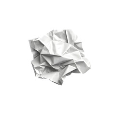 A piece of crumpled wrinkled white office paper isolated on transparent background