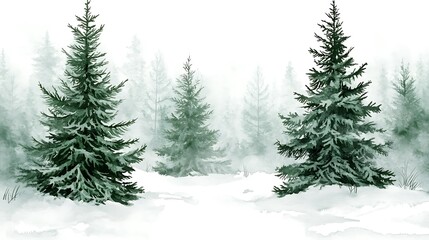 Obraz premium Snowy evergreen forest winter scene