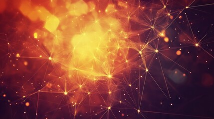 Fototapeta premium Abstract Network Connections Golden Lights Background