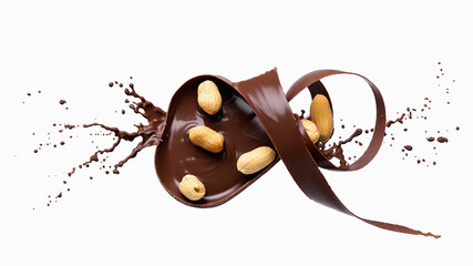 Obraz premium Chocolates. Nuts, peanuts, kernels, spinning, swirling, flying, splashing, cool, creative, food, patterns, advertising, creativity, cool, packaging