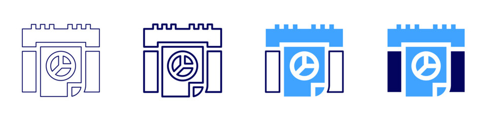 Cash flow analysis icon in 4 different styles. Thin Line, Line, Bold, and Bold Line. Duotone style. Editable stroke