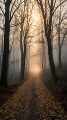 Obraz premium fall season end abstract nature background lone tree shedding its final leaves,