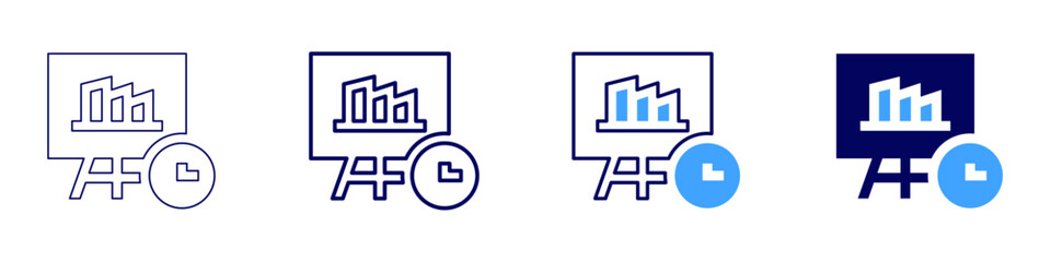 Obraz premium Demand forecasting icon in 4 different styles. Thin Line, Line, Bold, and Bold Line. Duotone style. Editable stroke