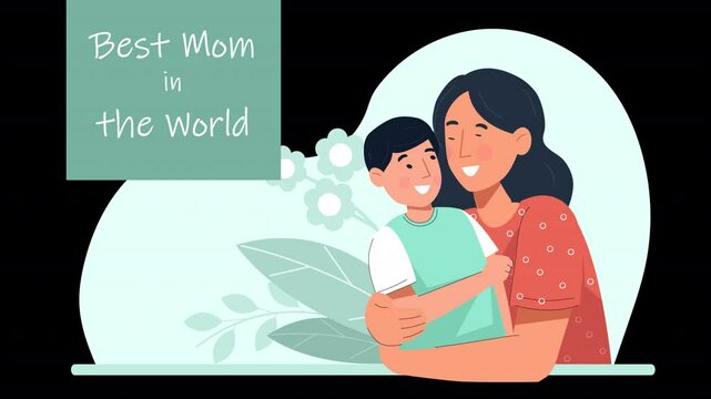 Share Mother's Day wishes with this flat vector design animation scene, ideal for digital greetings and promotions.