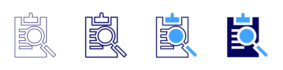 Logistics analysis icon in 4 different styles. Thin Line, Line, Bold, and Bold Line. Duotone style. Editable stroke