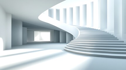 Fototapeta premium Spiral staircase, modern building, sunlight