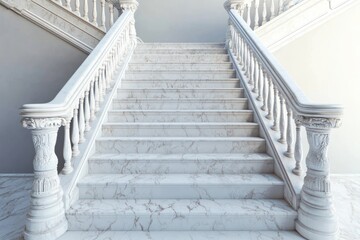 Elegant marble staircase in grand building; success, luxury