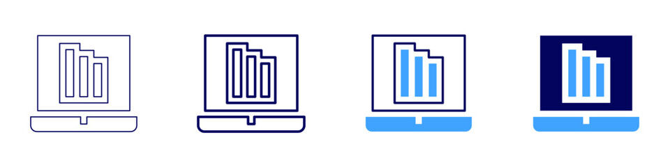 Simulation analysis icon in 4 different styles. Thin Line, Line, Bold, and Bold Line. Duotone style. Editable stroke