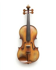 Obraz premium Isolate on white background An elegant vintage violin, showcasing intricate craftsmanship and rich wooden texture.