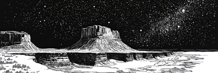 Obraz premium Mesa Under a Starry Night Sky