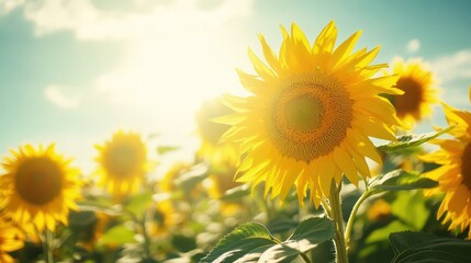 Sun-Kissed Sunflowers in a Summer Field