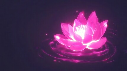 Enchanted Pink Lotus on Dark Water: A Glowing Floral Design