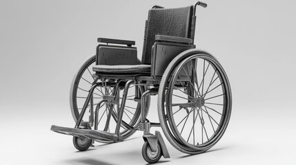 Fototapeta premium Wheelchair on gray background; medical accessibility