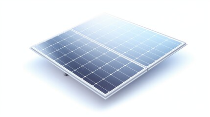 3D isometric solar panel isolated on transparent or white background, clean renewable energy concept with sharp angles and subtle reflections