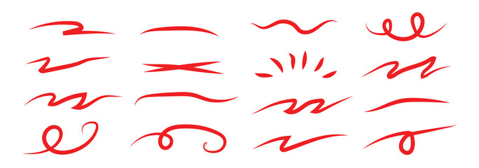 brush scribble underline. Set of brush crayon highlight underline symbol collection. Marker pen line highlight swoosh stroke. Squiggle brush scribble underline. Vector underline set
