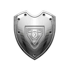 A silver metal shield on isolated on transparent background.