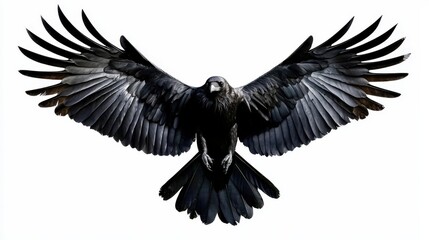 Fototapeta premium Dramatic representation of ravens in flight for creative projects.